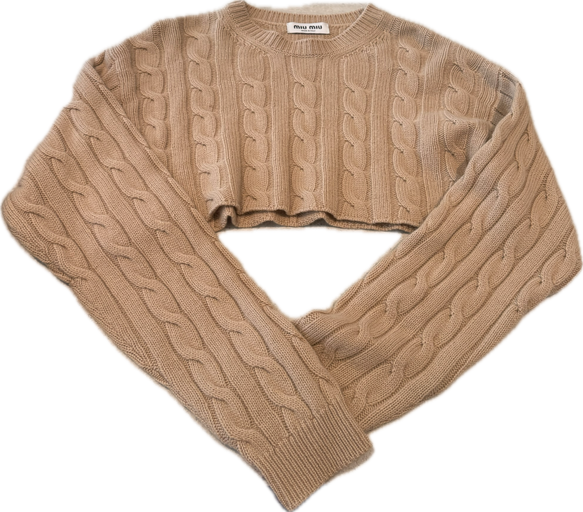 MIU MIU CABLE KNIT CROPPED SWEATER