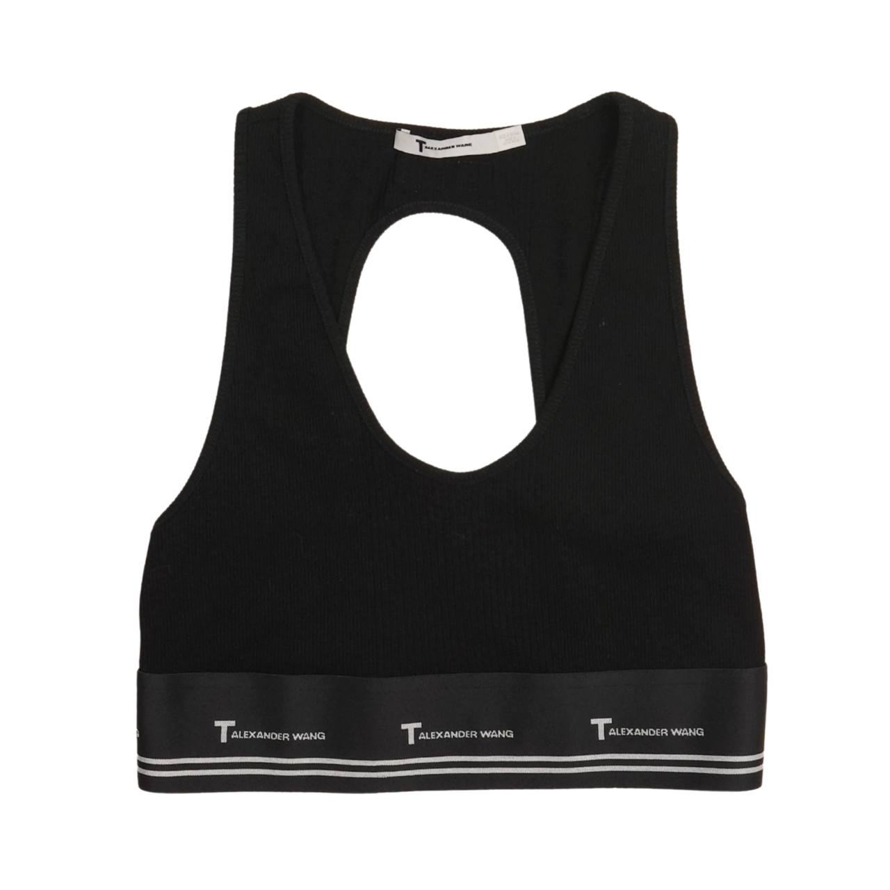 T by Alexander Wang Black Ribbed Knit Sports Bra