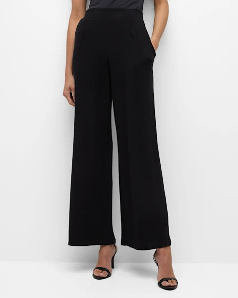 Theory High Slit Wide Leg Pants in Black