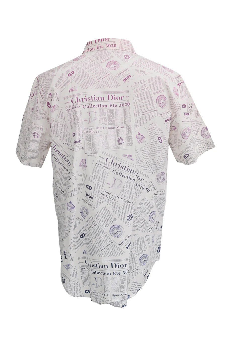 Christian Dior 2020 Daniel Arsham Newspaper Hawaiian Shirt in Purple/White