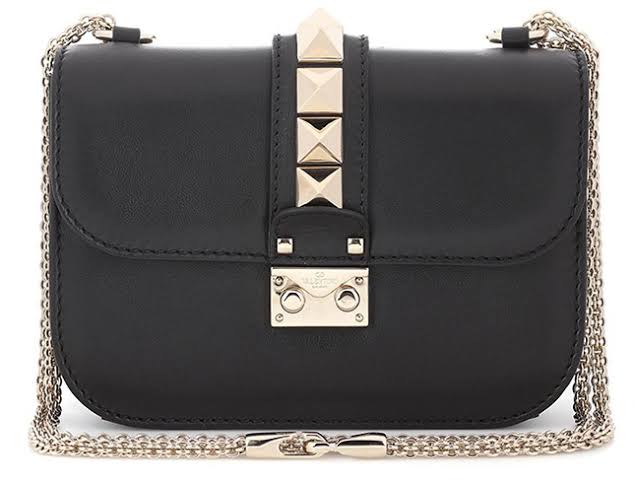 Valentino Garavani Glam Lock Leather Clutch Bag