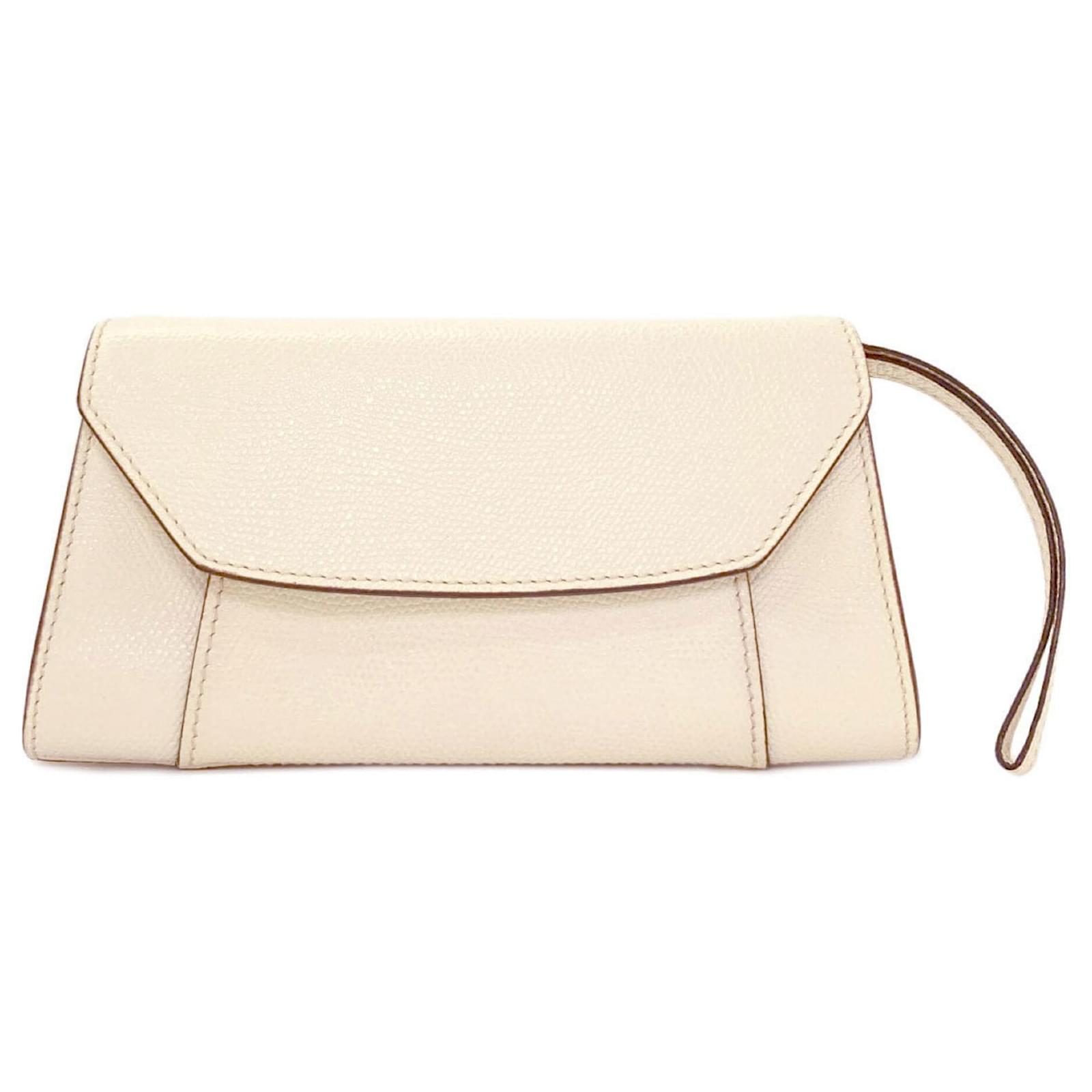 Valextra White Mini Clutch Bag in Calf Leather*