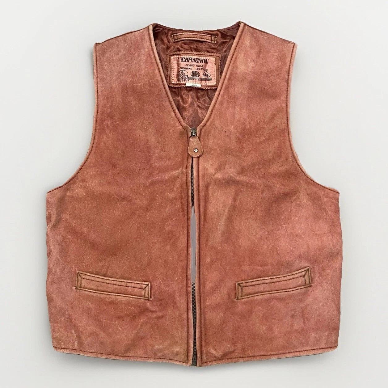 Vintage Chevignon Suede Vest Small Pink Leather Buckle Back Flying Wear