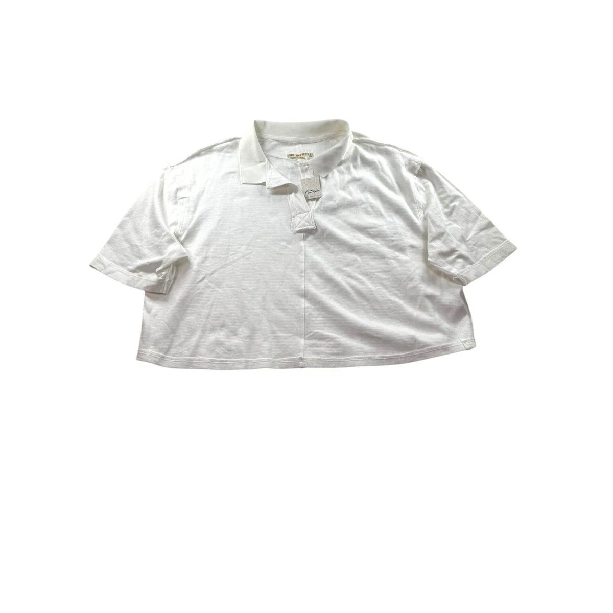 We The Free Cropped Short-sleeve Polo Shirt in White