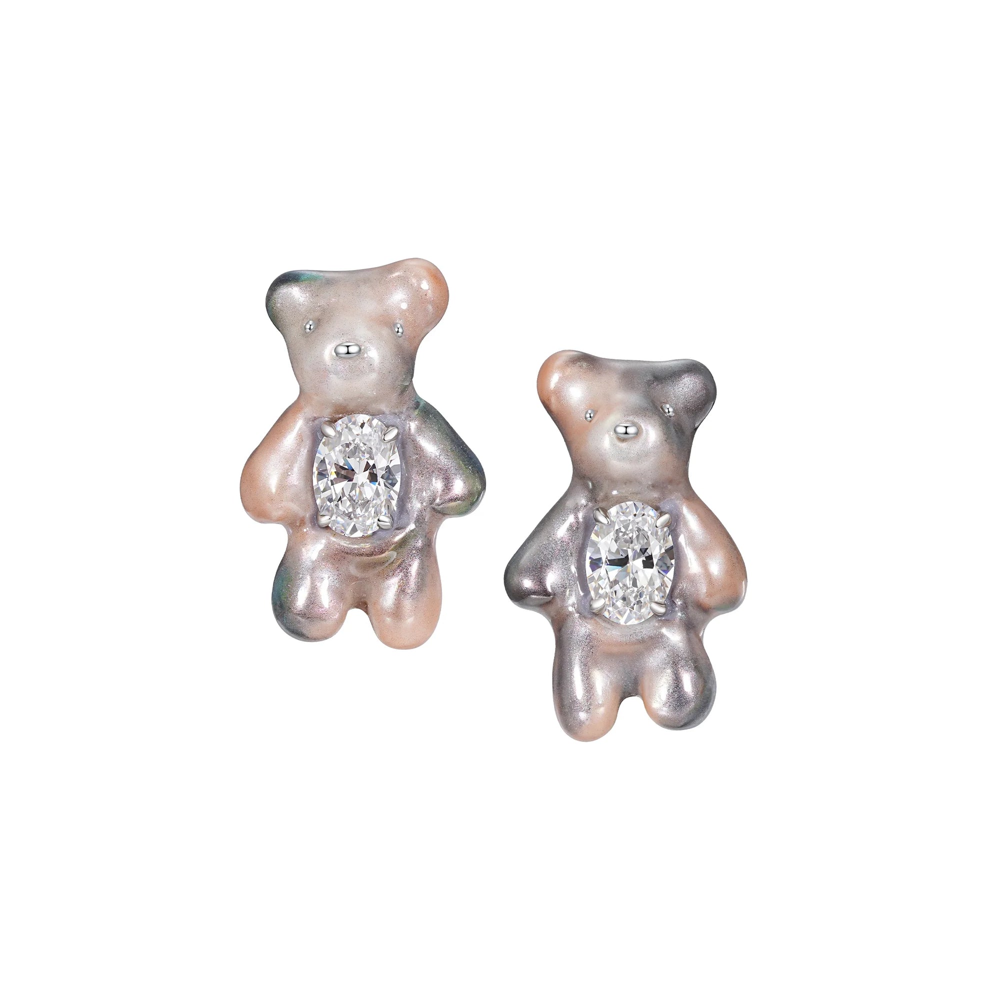 YVMIN Paradise Mini Pearlescent Bear Earrings