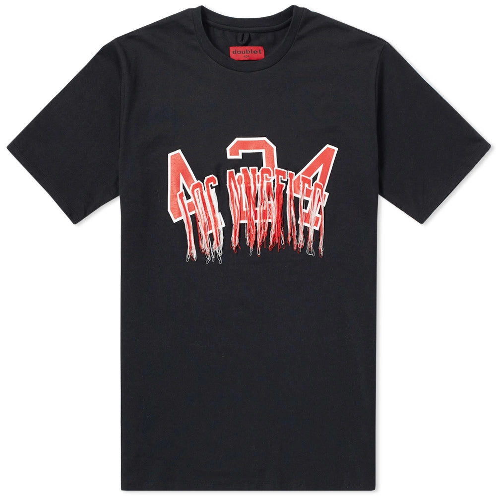 Doublet x 424 Fairfax Collab Fringe T-Shirt in Black