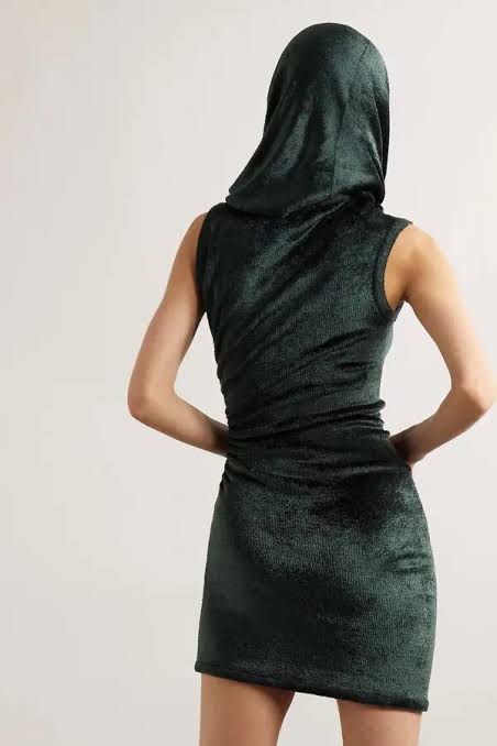 Alaïa Hooded Velvet Furry Dress*