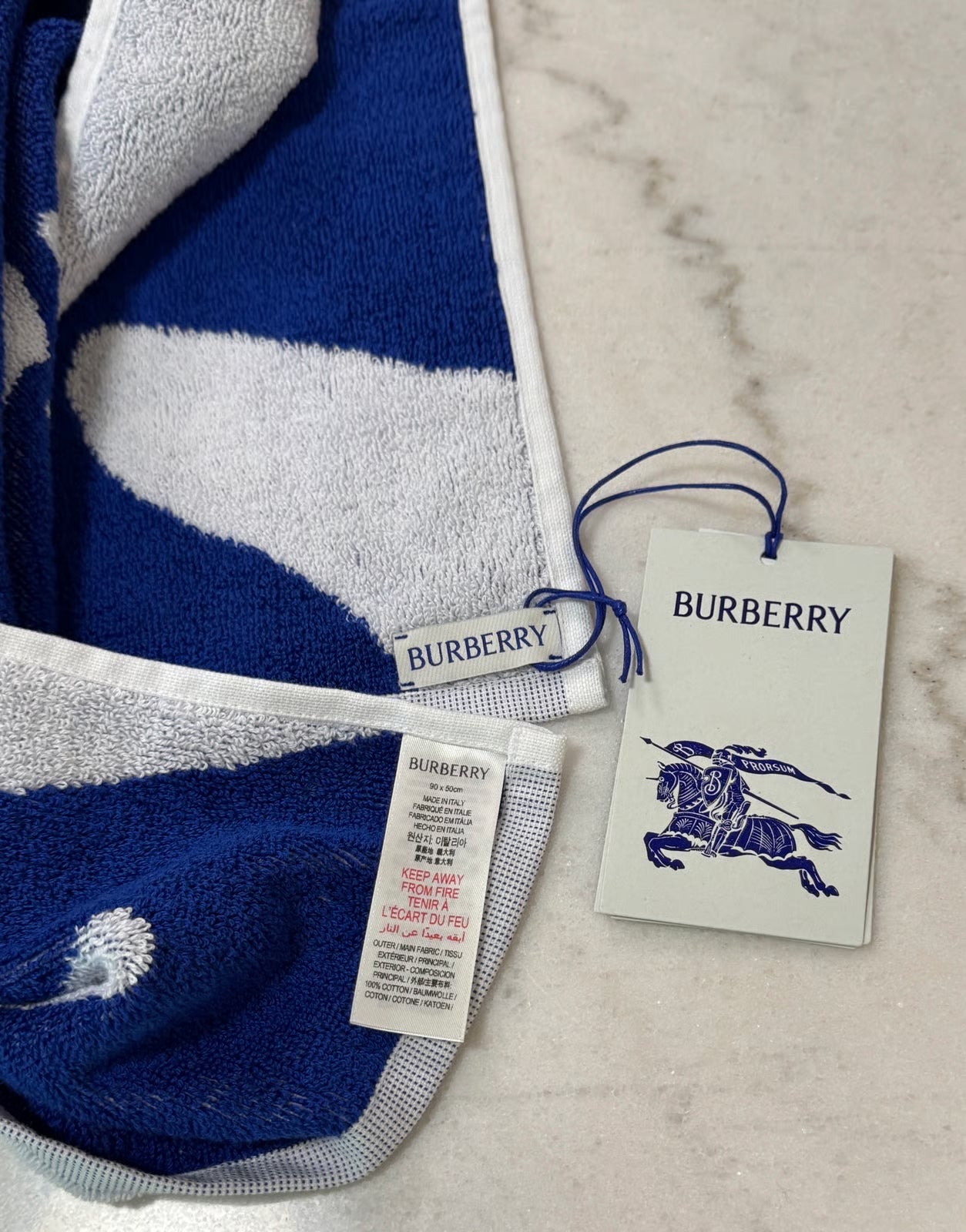 Burberry Towel in White/Blue*