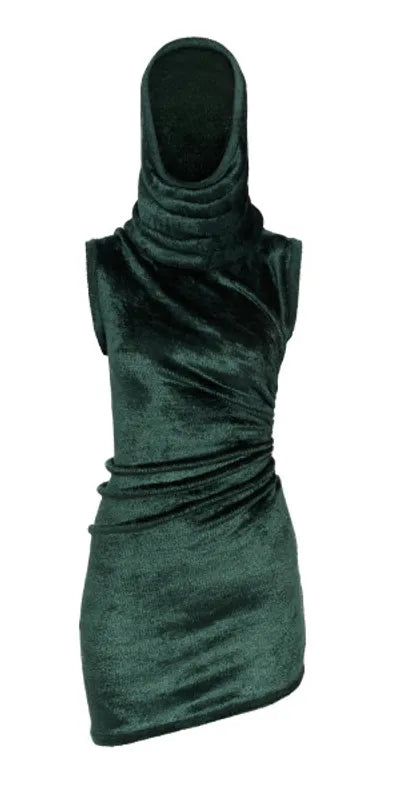 Alaïa Hooded Velvet Furry Dress*